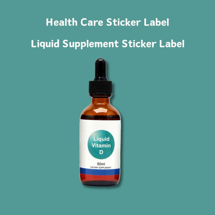 Custom Supplement Sticker for Liquid Vitamin D Dropper Bottle Waterproof Label