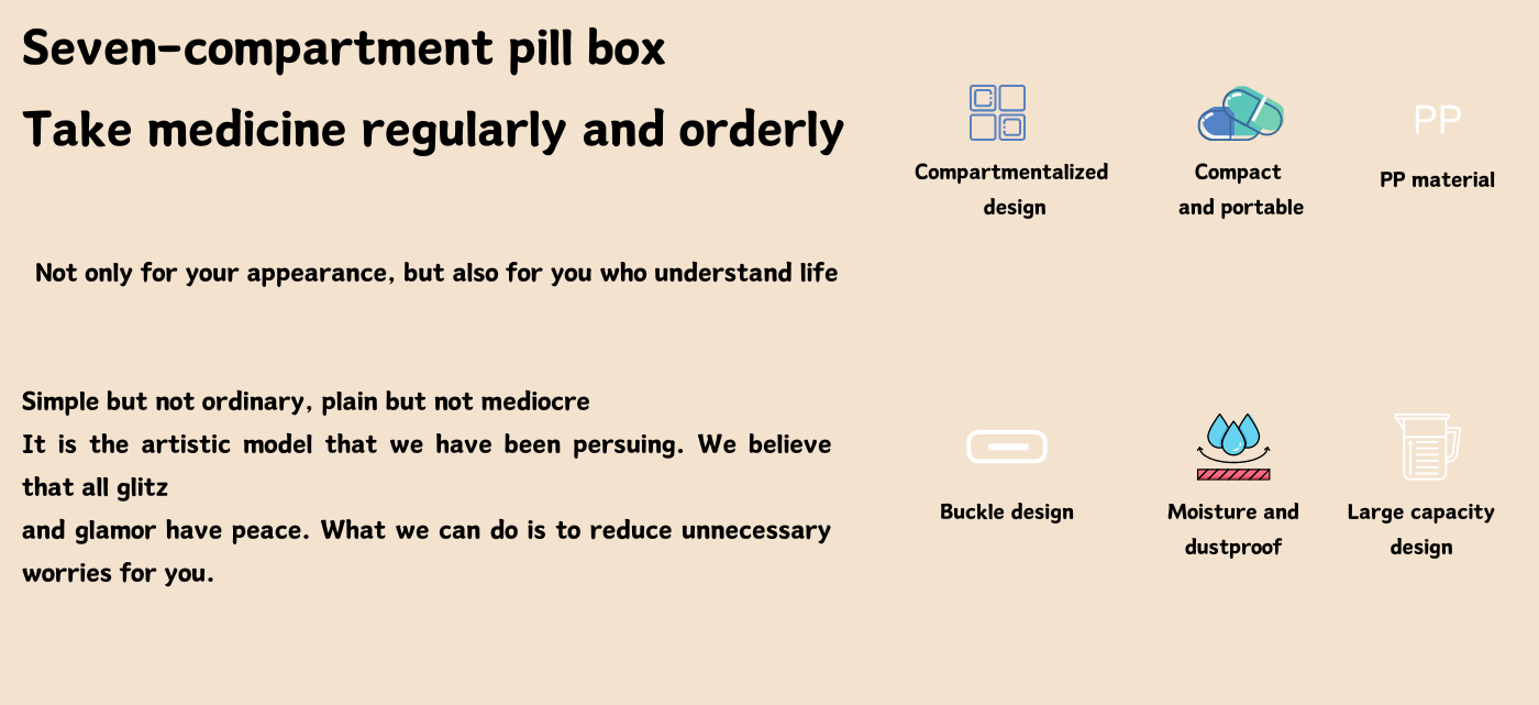 Portable 7 Compartments 7 Day Pill Box